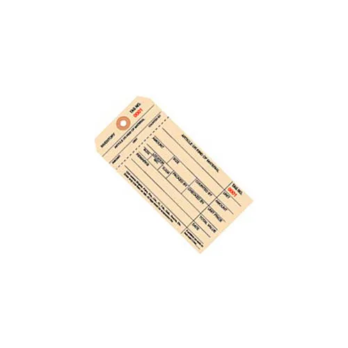 1 Part Stub Style Inventory Tags, 0001-0999, #8, 6-1/4"L x 3-1/8"W, 1000/Pack