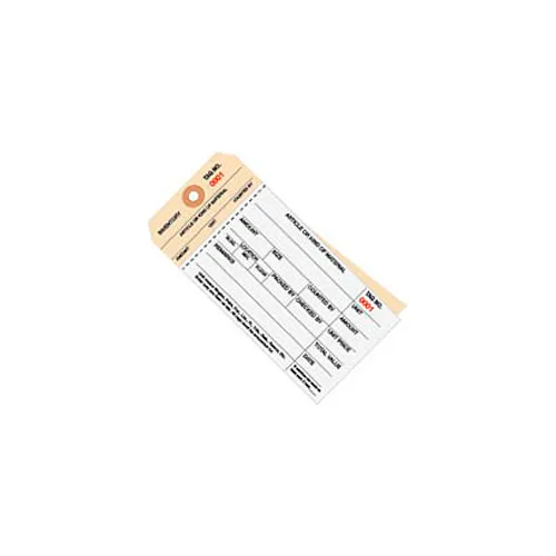 2 Part Carbonless Stub Style Inventory Tags, 0001-0499, #8, 6-1/4"L x 3-1/8"W, 500/Pack