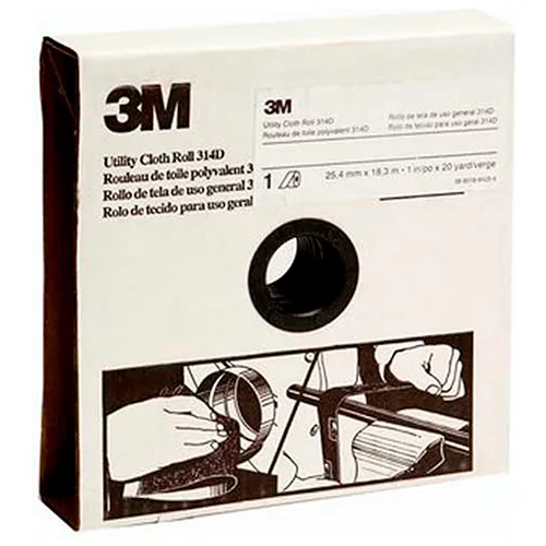 3M Utility Cloth Roll, 1 W x 20 Yd, Aluminum Oxide, P400 Grit - Pkg Qty 5