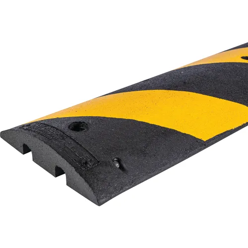 72" Rubber Speed Bump, Black with Yellow Stripes