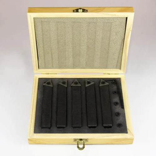 All Industrial 19922 | 5pc 3/8" Shank Indexable Turning Tool Holder with C6 Carbide TCMT Inserts (Chipbreaker)