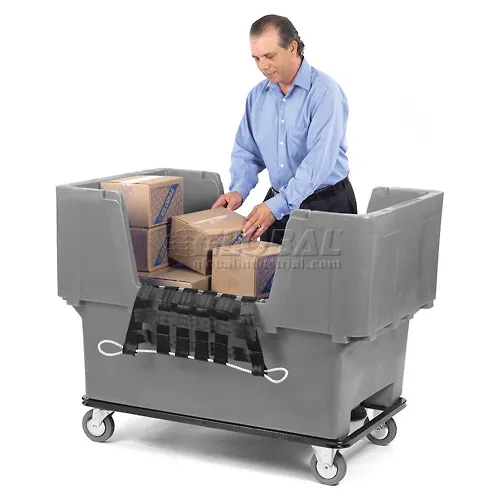 Dandux Gray Easy Access 18 Bushel Plastic Mail & Box Truck 51166718A-5S with Cargo Net