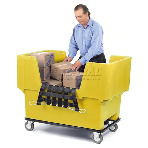Dandux Yellow Easy Access 18 Bushel Plastic Mail & Box Truck 51166718Y-5S with Cargo Net