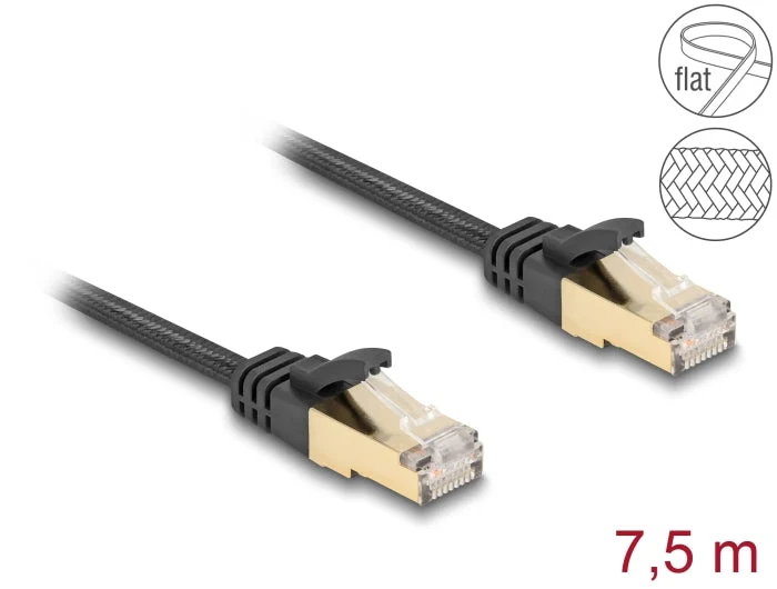 Delock 80329 Rj45 Flat Network Cable With Braided Jacket Cat.6A U/Ftp Plug