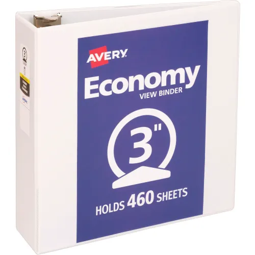 Economy Reference View Binders, 3" Capacity, White