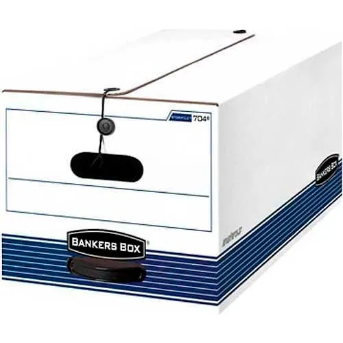 Fellowes Stor/File™ Letter Boxes w/ String & Button Closure, 24"L x 12"W x 10"H, White & Blue - Pkg Qty 12