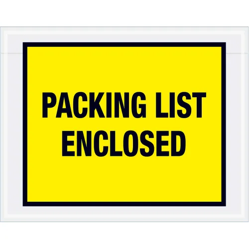 Full Face Envelopes, "Packing List Enclosed" Print, 7"L x 5-1/2"W, Orange, 1000/Pack