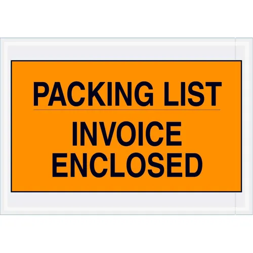 Full Face Envelopes, "Packing List/Invoice Enclosed" Print, 10"L x 7"W, Orange, 1000/Pack