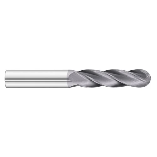 Fullerton Tool 30093 | 1/2" Diameter x 1/2" Shank x 1-1/2" LOC x 4" OAL 4 Flute TiAlN Solid Carbide Ball End Mill