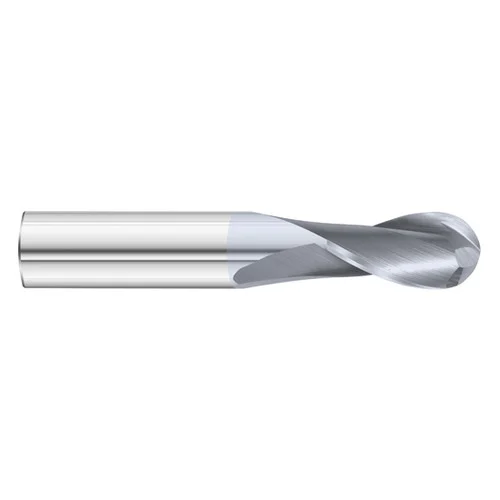 Fullerton Tool 30380 | 5/64" Diameter x 1/8" Shank x 1/4" LOC x 1-1/2" OAL 2 Flute TiCN Solid Carbide Ball End Mill