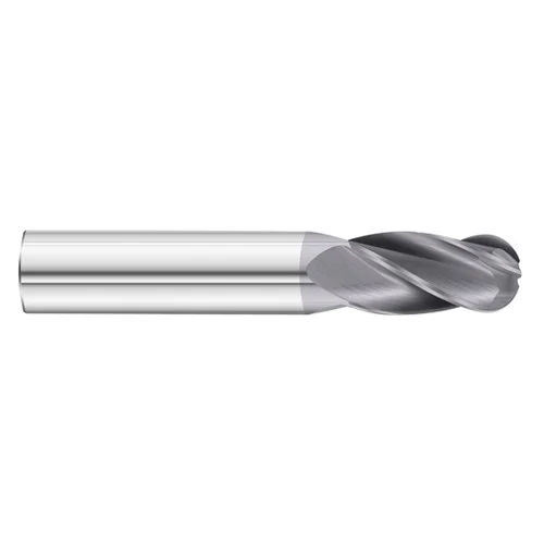 Fullerton Tool 30746 | 31/64" Diameter x 1/2" Shank x 1" LOC x 3" OAL 4 Flute TiAlN Solid Carbide Ball End Mill