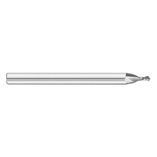 Fullerton Tool 30955 | 0.030" Diameter x 1/8" Shank x 0.090" LOC x 1-1/2" OAL 2 Flute Uncoated Solid Carbide Ball End Mill