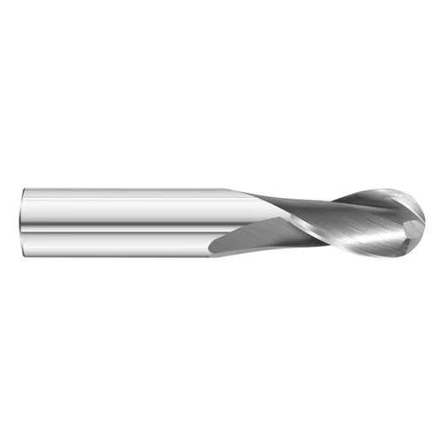 Fullerton Tool 32090 | 5/64" Diameter x 1/8" Shank x 1/4" LOC x 1-1/2" OAL 2 Flute Uncoated Solid Carbide Ball End Mill