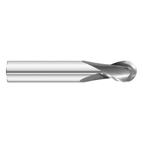 Fullerton Tool 32191 | 3/32" Diameter x 1/8" Shank x 3/16" LOC x 1-1/2" OAL 2 Flute Uncoated Solid Carbide Ball End Mill