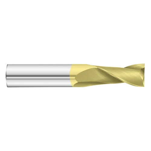 Fullerton Tool 32348 | 9/16" Diameter x 9/16" Shank x 1-1/4" LOC x 3-1/2" OAL 2 Flute TiN Solid Carbide Square End Mill