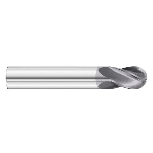 Fullerton Tool 32873 | 1/4" Diameter x 1/4" Shank x 1/2" LOC x 2" OAL 4 Flute TiAlN Solid Carbide Ball End Mill