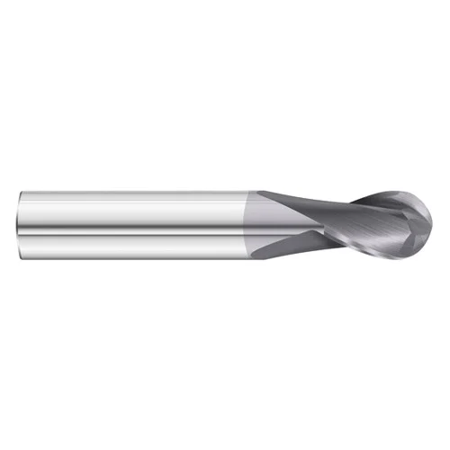 Fullerton Tool 32885 | 3/32" Diameter x 1/8" Shank x 3/16" LOC x 1-1/2" OAL 2 Flute TiAlN Solid Carbide Ball End Mill