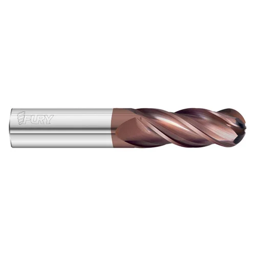 Fullerton Tool 35086 | 1" Diameter x 1" Shank x 2" LOC x 4-1/2" OAL 4 Flute FC20 Solid Carbide Ball End Mill