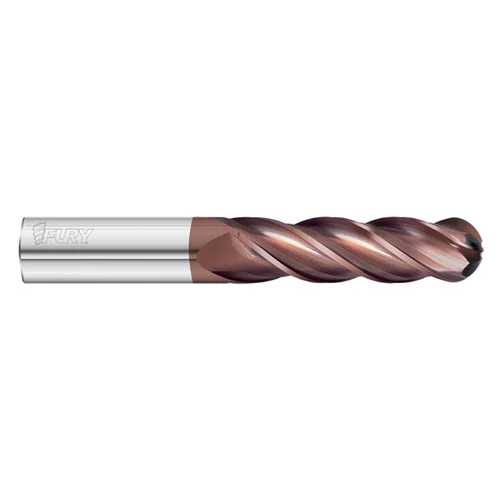 Fullerton Tool 35089 | 1" Diameter x 1" Shank x 3-1/4" LOC x 6" OAL 4 Flute FC20 Solid Carbide Ball End Mill