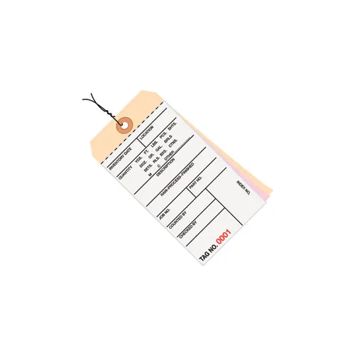 Global Industrial™ 3 Part Carbonless Inv. Tag 6000-6499, Pre Wired#8 6-1/4"L x 3-1/8"W, 500/Pk