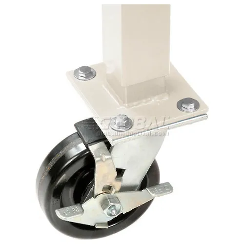 Global Industrial™ 5" Phenolic Swivel Casters with Brakes Tan - Set of 4