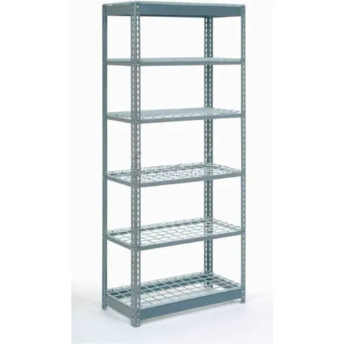 Global Industrial 6 Shelf, Commercial Duty Boltless Shelving, Starter, 48"W x 12"D x 72"H, Wood Deck