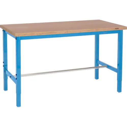 Global Industrial™ 60x30 Adjustable Height Workbench Square Tube Leg, Shop Top Square Edge Blue