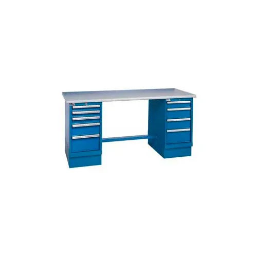 Global Industrial™ 60x30 Safety Plastic Pedestal Workbench with 8 Drawers