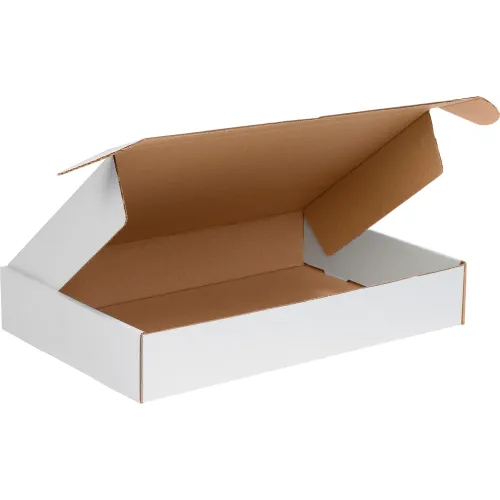 Global Industrial™ Corrugated Tab Lock Literature Mailers, 18"L x 12"W x 3"H, White - Pkg Qty 25