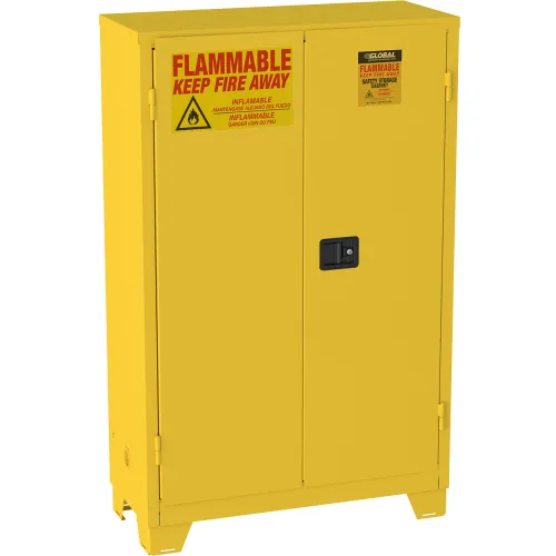 Global Industrial™ Flammable Cabinet W/Legs, Manual Close Double Door, 45 Gal., 43"Wx18"Dx69"H