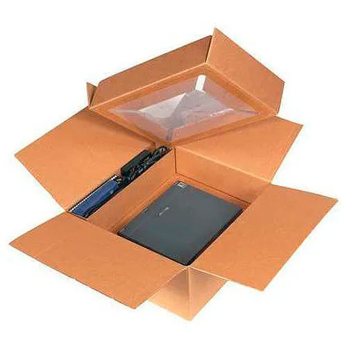 Global Industrial™ Laptop Shipping System, 17"L x 17"W x 8"H, Kraft - Pkg Qty 5