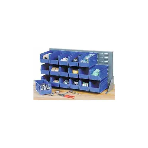 Global Industrial™ Louvered Bench Rack w/ 8(B), 8(C), 6(D) Blue Bins, 36"W x 15"D x 20"H