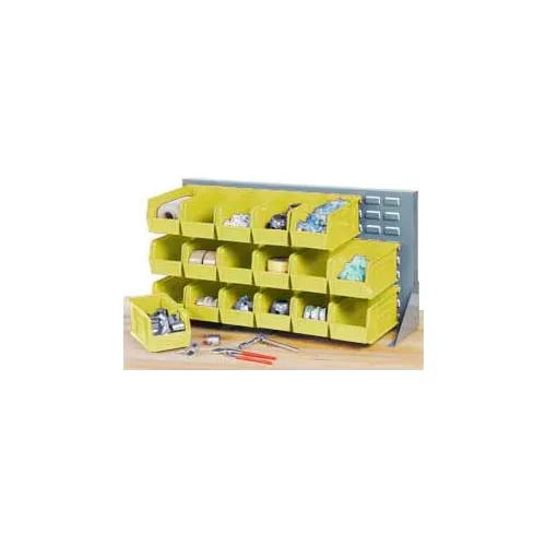 Global Industrial™ Louvered Bench Rack w/ 8(B), 8(C), 6(D) Yellow Bins, 36"W x 15"D x 20"H