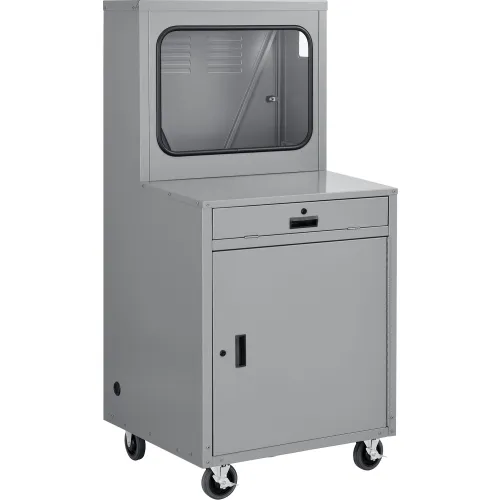 Global Industrial™ Mobile Heavy-Duty LCD Computer Cabinet, Dark Gray, Assembled