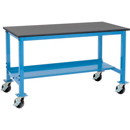 Global Industrial™ Mobile Lab Workbench, 60 x 30", Phenolic Safety Edge, Blue