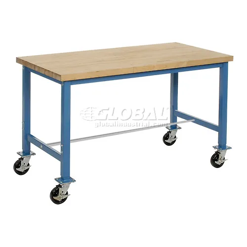 Global Industrial™ Mobile Packing Workbench, Maple Butcher Block Safety Edge, 60"W x 30"D