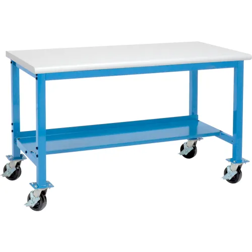Global Industrial™ Mobile Production Workbench w/ ESD Safety Edge Top, 72"W x 36"D, Blue