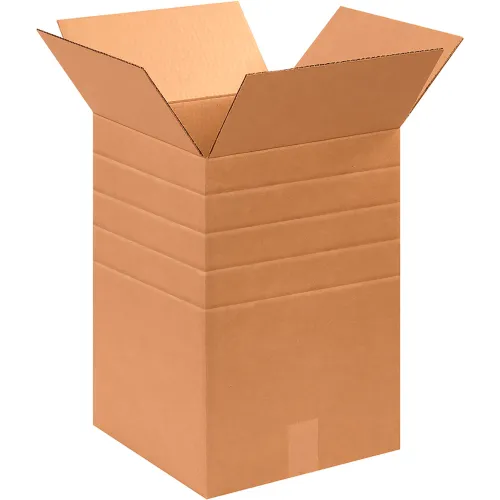 Global Industrial™ Multi Depth Cardboard Corrugated Boxes, 12"L x 12"W x 18"H, Kraft - Pkg Qty 25