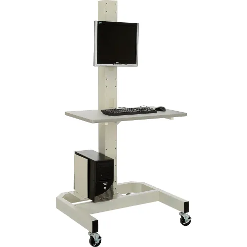 Global Industrial™ Orbit Mobile Computer Cart with VESA Mount, Beige