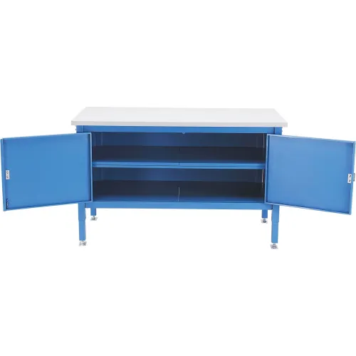 Global Industrial™ Security Cabinet Bench w/ Plastic Square Edge Top, 60"W x 30"D, Blue