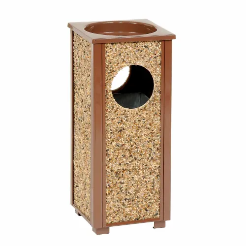 Global Industrial™ Stone Panel Trash Sand Urn, Brown, 2-1/2 Gallon, 10-1/4" Square x 24"H