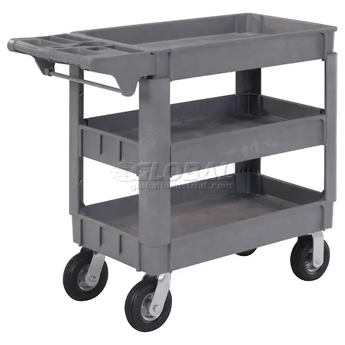 Global Industrial™ Utility Cart w/3 Shelves & 6" Casters, 500 lb. Capacity, 40"L x 17"W x 35"H