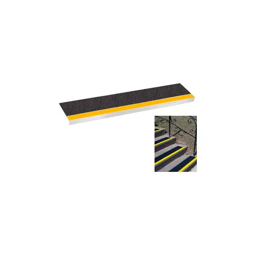 Grit Surface Aluminum Stair Tread 9"D 36"W Glued Down Yellowblack
