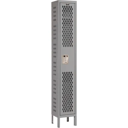 Hallowell® 1-Tier 1 Door Heavy Duty Ventilated Locker, 18"W x 18"D x 78"H,Dark Gray,Unassembled