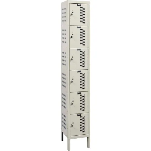 Hallowell® 6-Tier 6 Door Heavy Duty Ventilated Locker, 12"W x 15"D x 78"H, Tan, Assembled