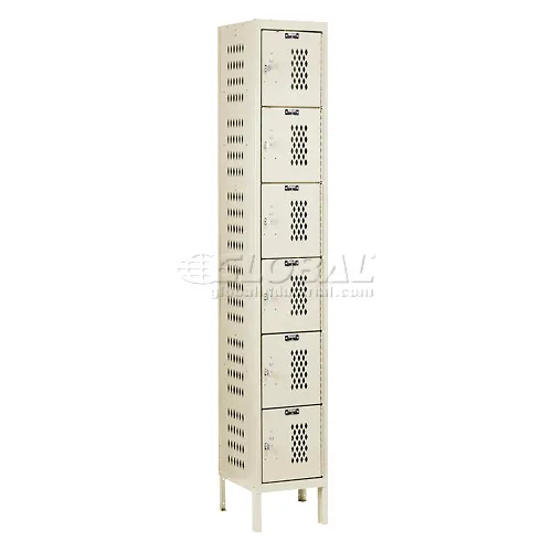 Hallowell® 6-Tier 6 Door Heavy Duty Ventilated Locker, 12"W x 18"D x 78"H,Dark Gray,Unassembled