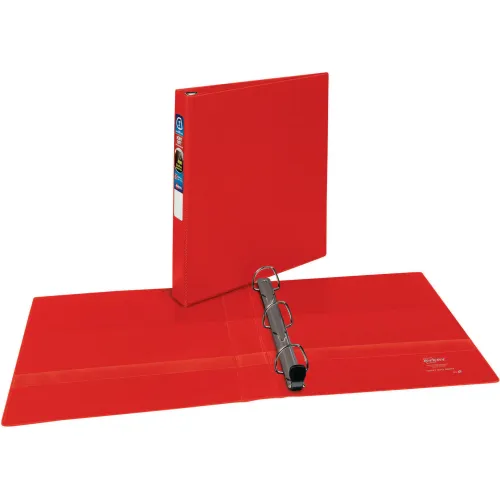 Heavy-Duty Vinyl Ezd Ring Reference Binder, 1" Capacity, Red