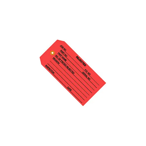 Inspection Tags, "Rejected", #5, 4-3/4"L x 2-3/8"W, Red, 1000/Pack