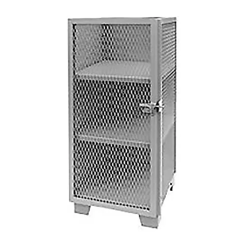 Jamco Heavy Duty Narrow Storage Cabinet, Expanded Mesh Door, 24"W x 24"D x 54"H, All-Welded, Gray