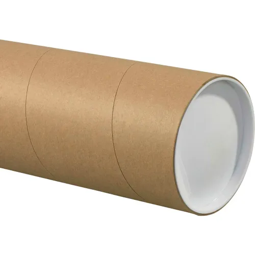 Jumbo Mailing Tubes With Caps, 5" Dia. x 36"L, 0.125" Thick, Kraft, 15/Pack